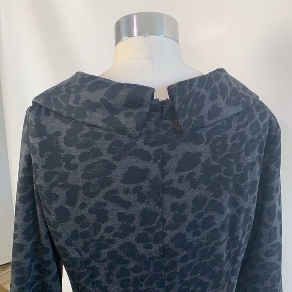 Kay Unger animal print gray wrap front dress - Picture 7 of 9